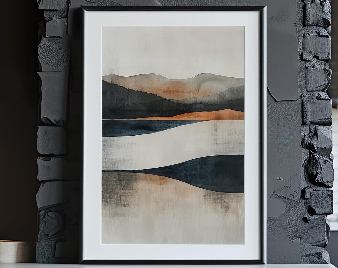 Layered Earth Tone Abstract Landscape Modern Minimalist Art Poster - Image 4