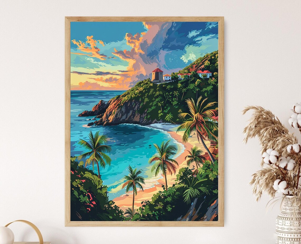 Sunset Over Trunk Bay Virgin Islands Landscape