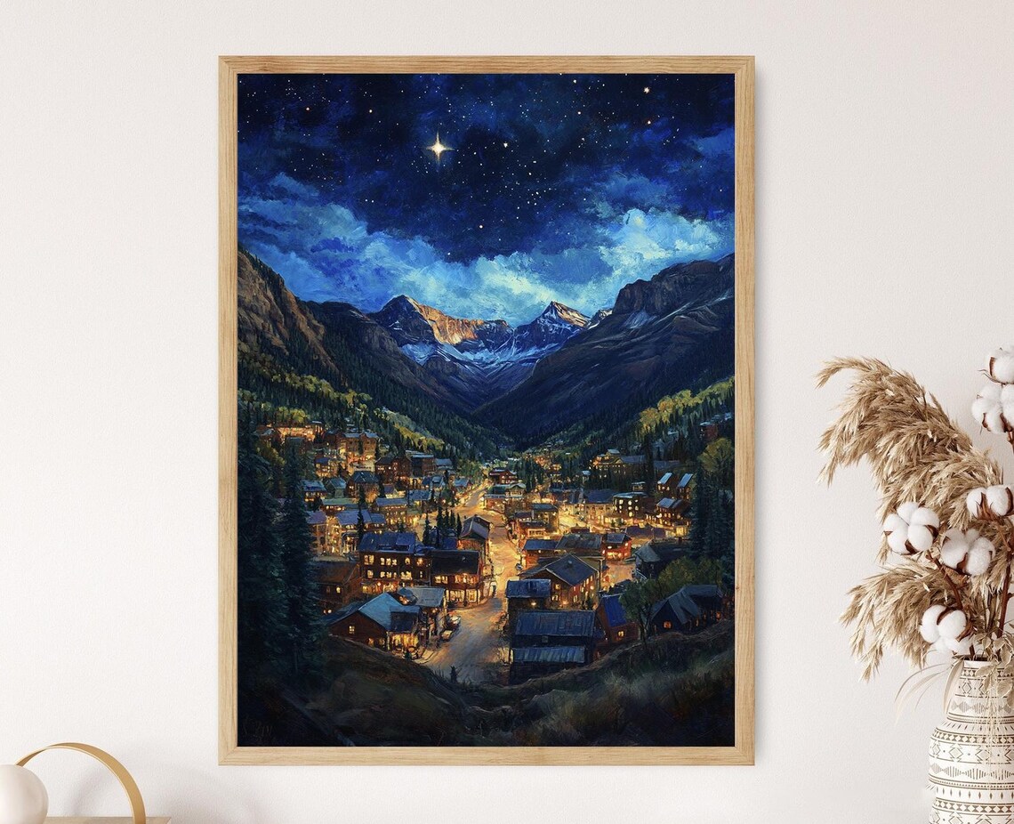 Telluride Night Scene, Charming Downtown Starry Sky