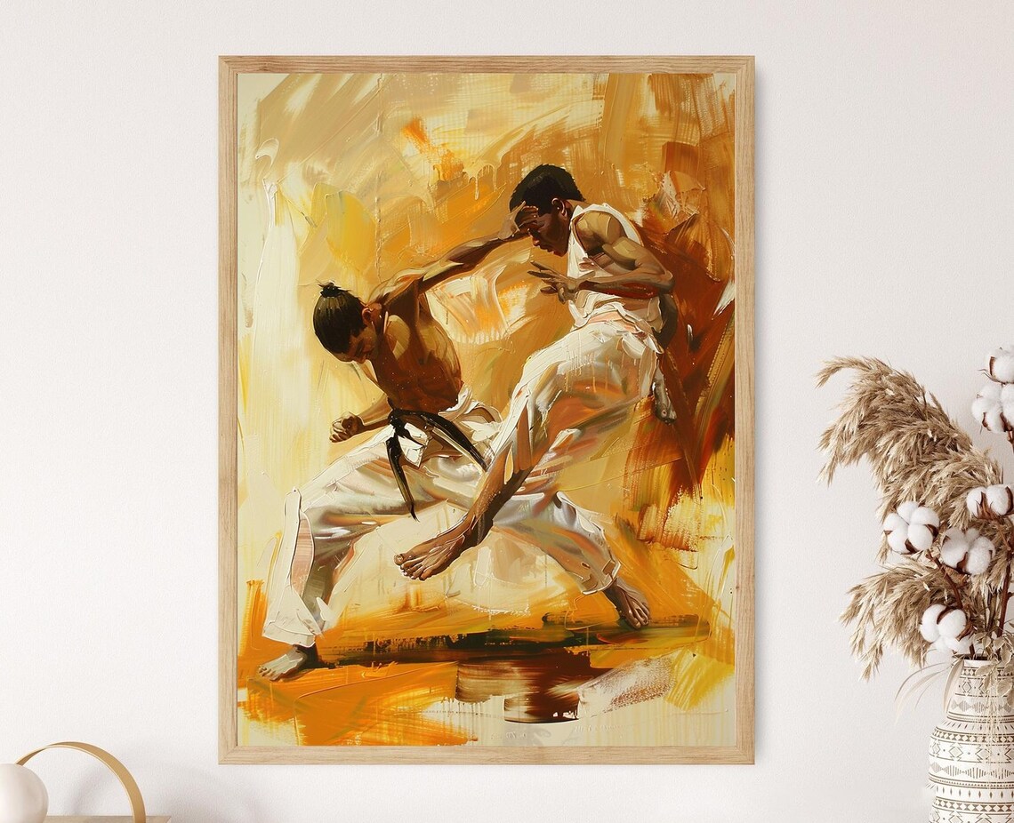 Capoeira Dancers Art Print, Martial Arts Decor