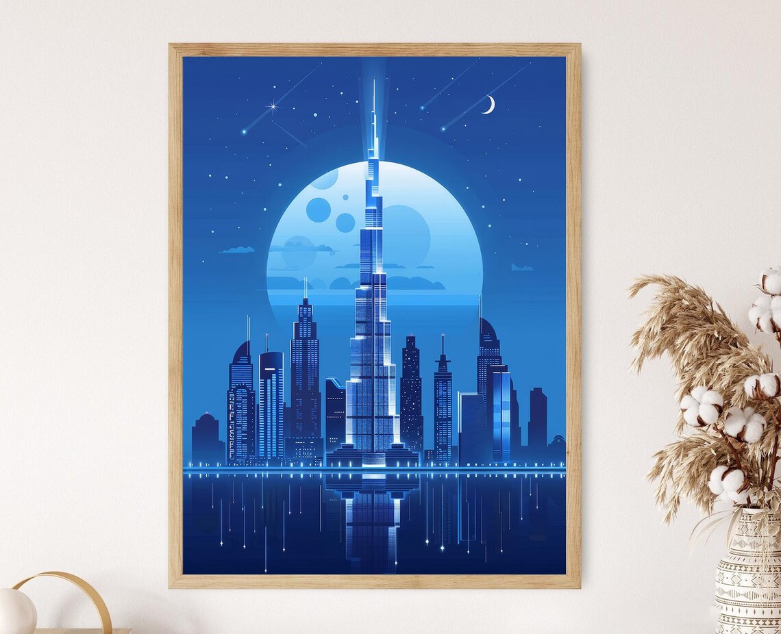 Dubai Skyline Art Print, Travel Wall Decor