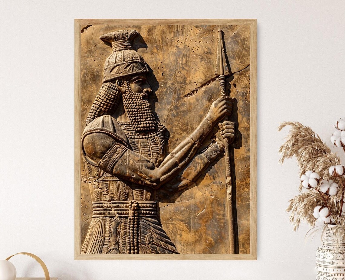 Sumerian Warrior With Spear, Mesopotamian Battle Art Print