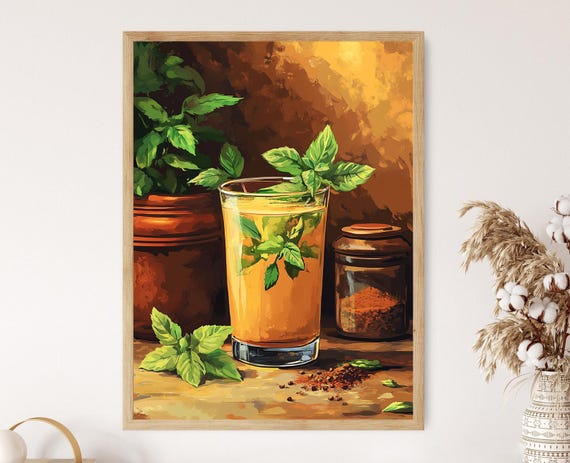 Jal Jeera Art Print Mint And Spice Illustration Indian Beverage Wall Art