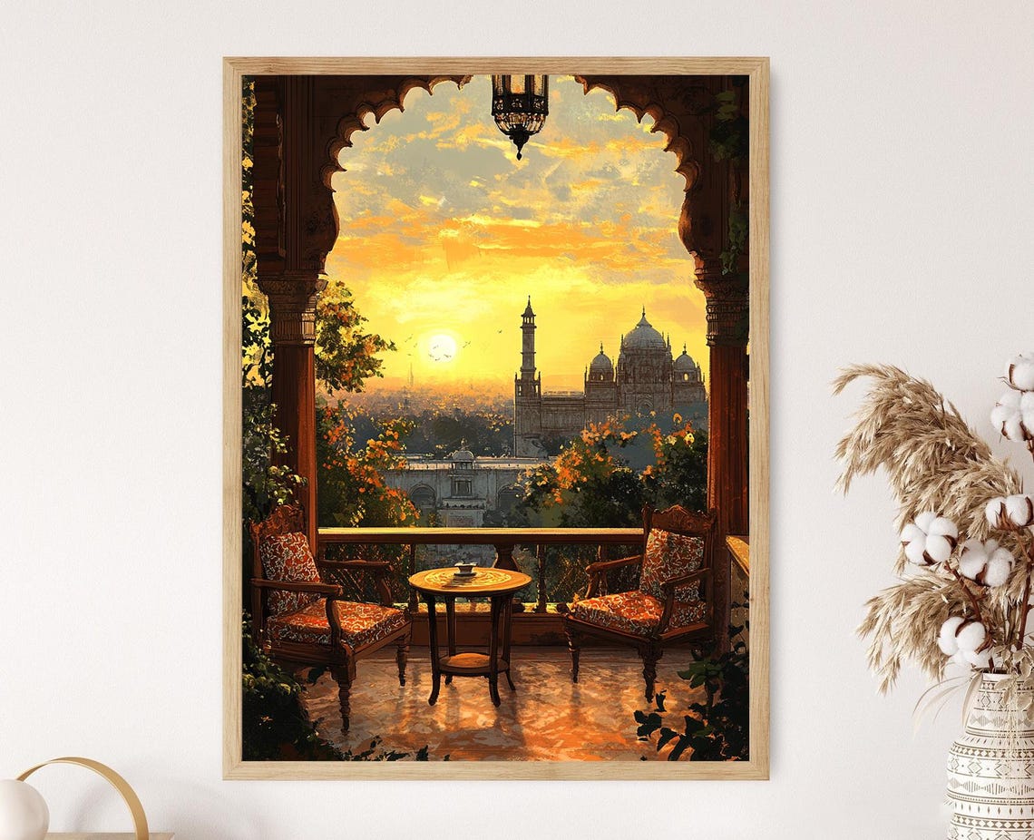 Lucknow Terrace With Chikankari Decor Indian Cultural Art Bara Imambara View Print