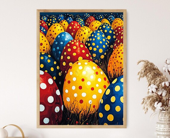 Polka Dot Painted Eggs Pop Art Colorful Spring Decorative Poster