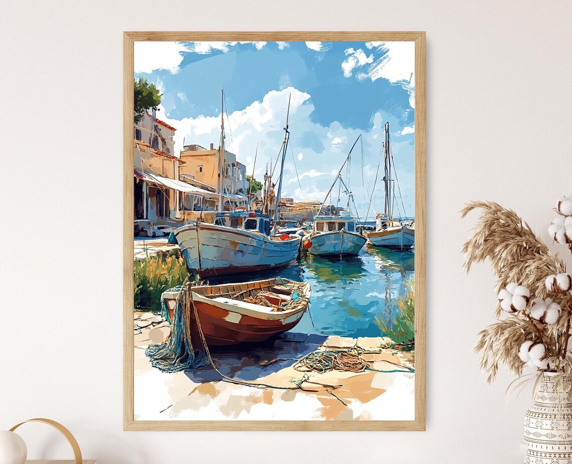 Haifa Harbor Art Print, Palestinian Fishing Scene