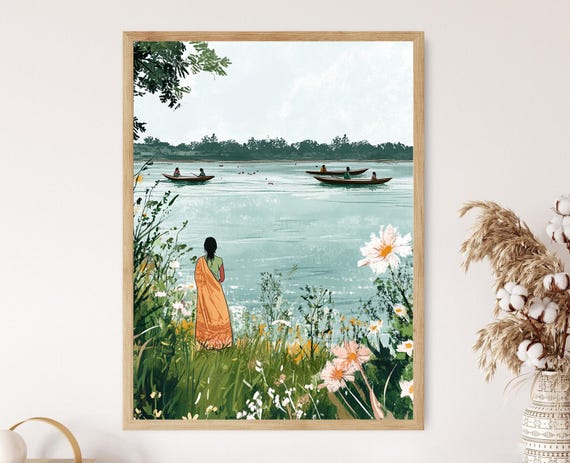 Padma River Art Print Munshiganj Fishing Boats And Sunset