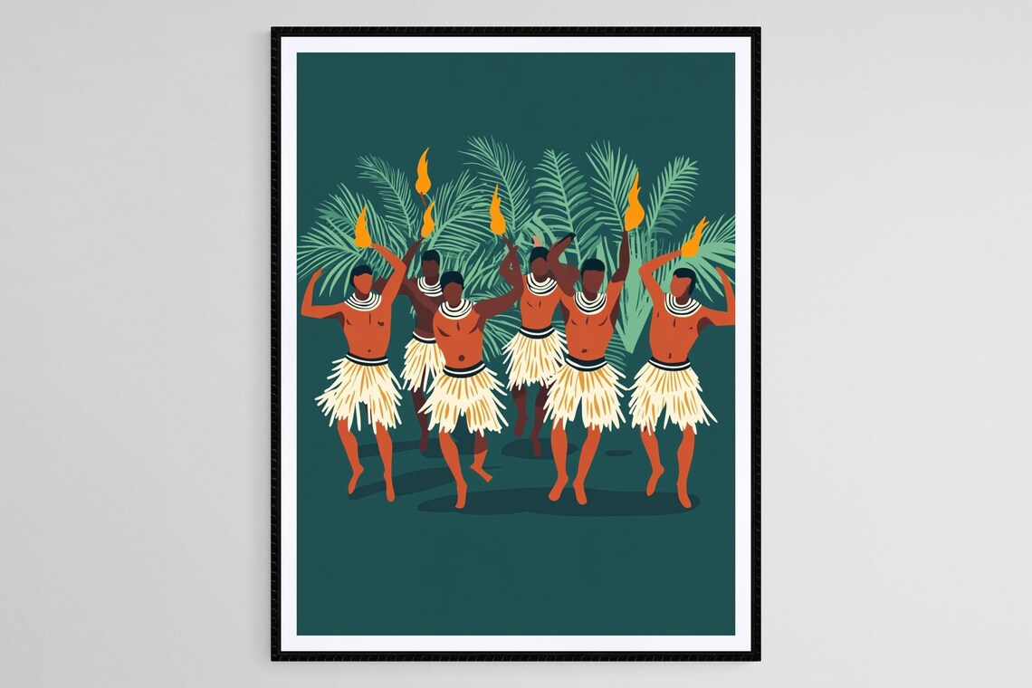 Fijian Fire Dance Pacific Culture Art Print