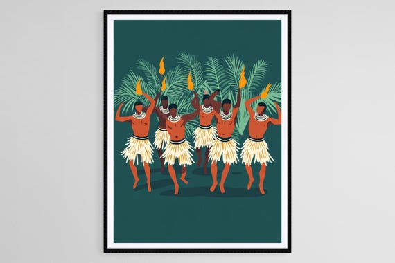 Fijian Fire Dance Pacific Culture Art Print
