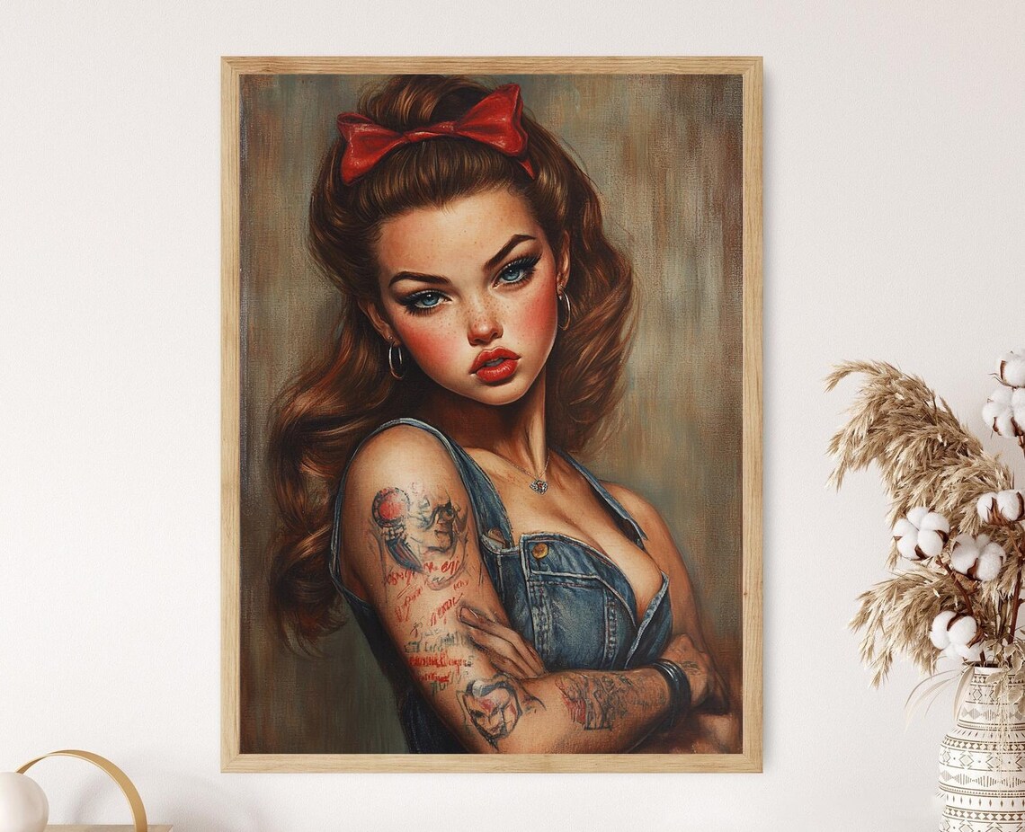 Vintage Rockabilly Pin Up Girl Music Art Print