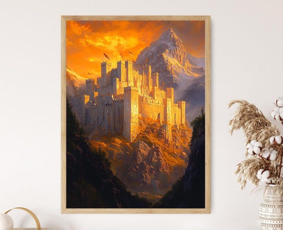Minas Tirith Sunset White City Of Gondor Middle Earth Fantasy Castle Art Print