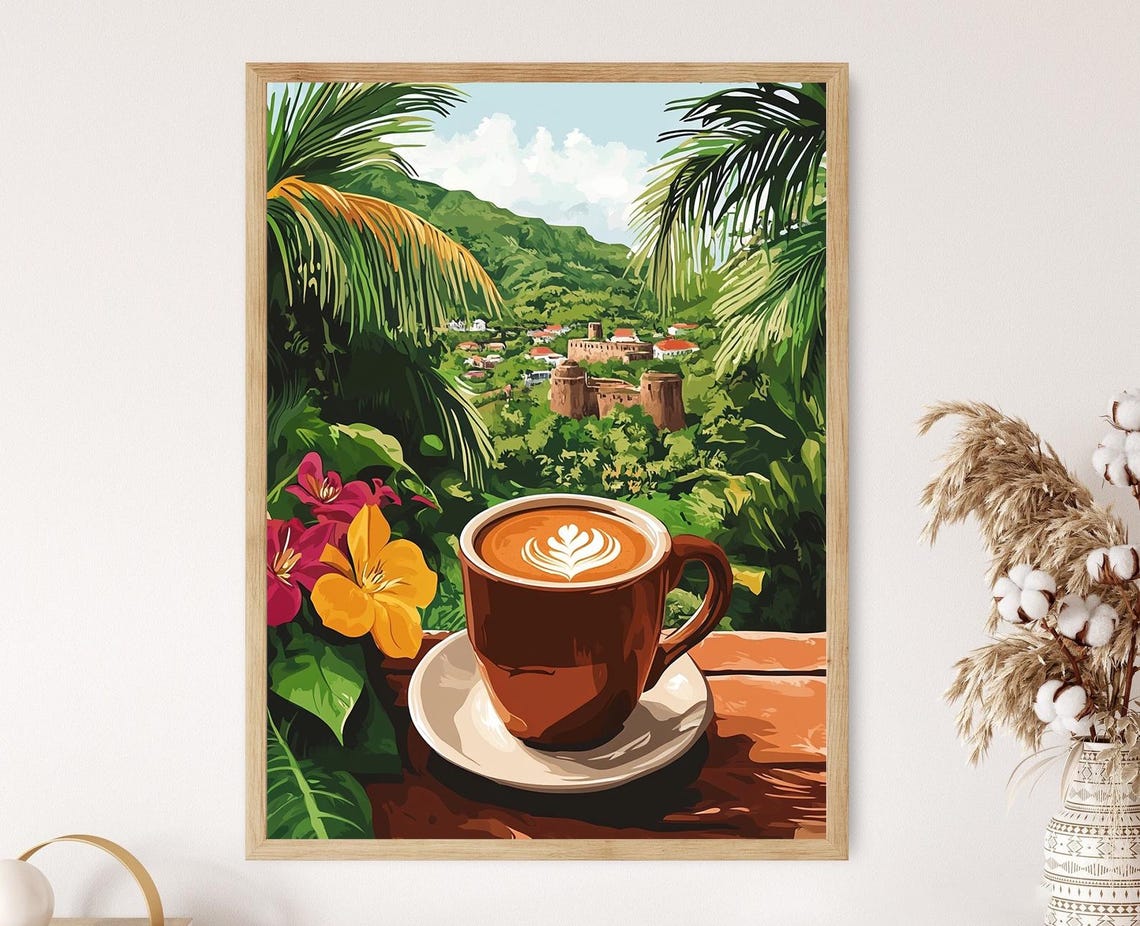 Hot Chocolate In Basseterre Saint Kitts Heritage Art Fortress View Print