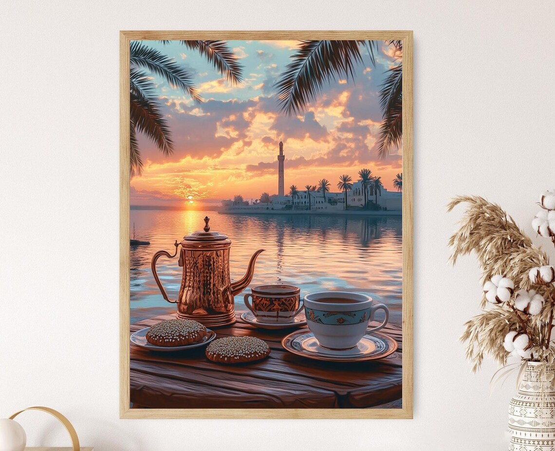 Coffee Set In Basra, Shatt Al Arab View Art Print