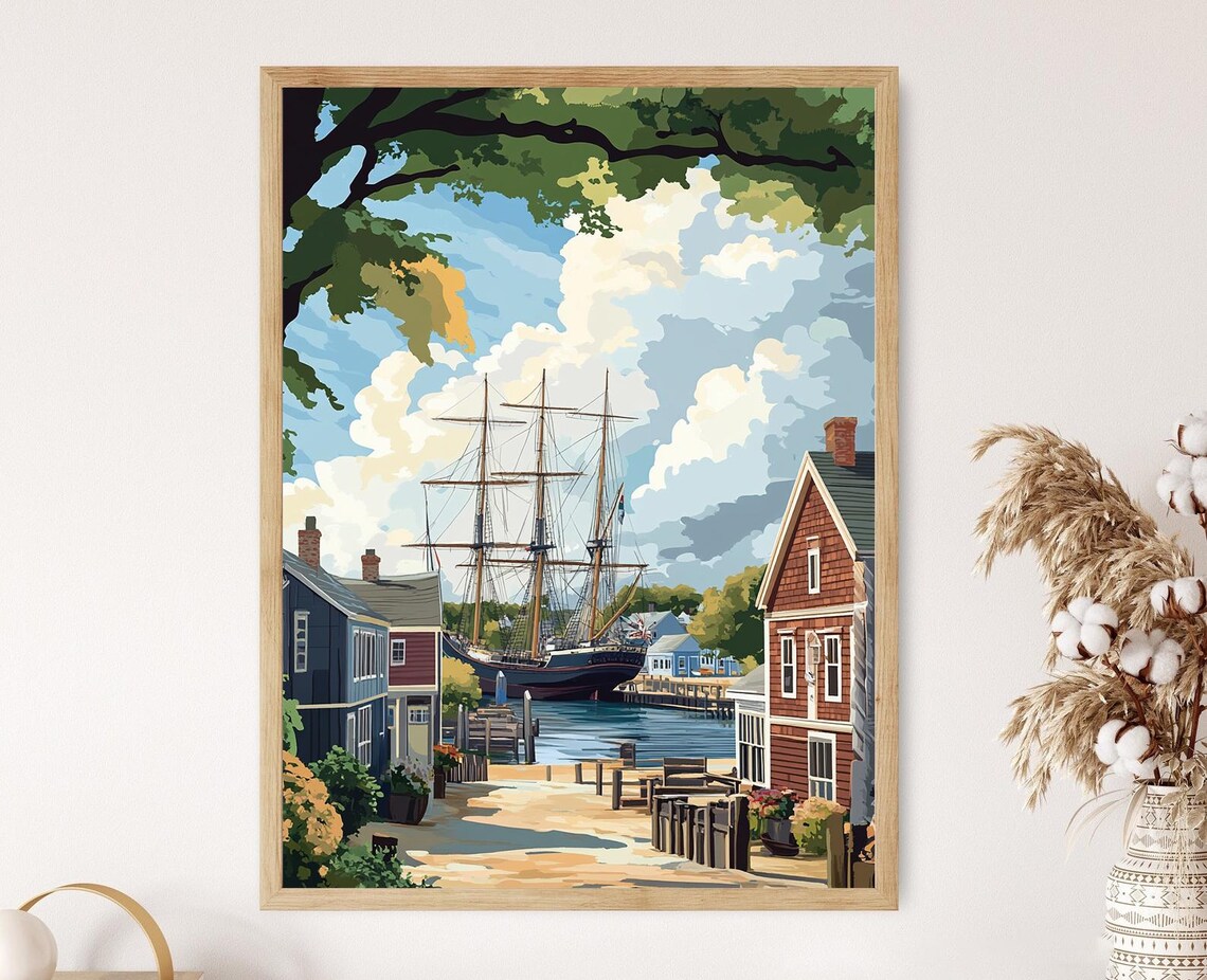 Mystic Seaport Historic Connecticut Harbor Art Print