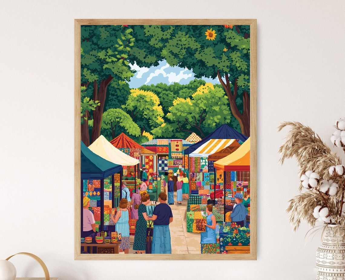Arkansas Craft Fair Art Print, Handmade Goods Illustration