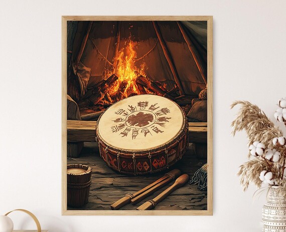 Sami Drum Illustration Duodji Motifs Indigenous Nordic Shamanic Art