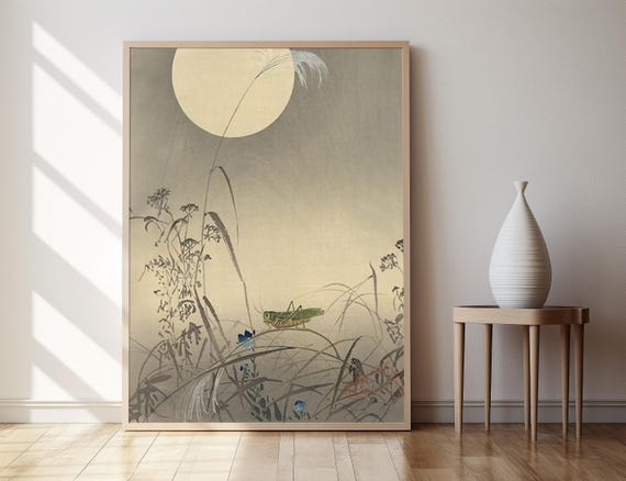 Grasshoper And Fool Moon 1910 Ohara Koson Shin Hanga Art Print