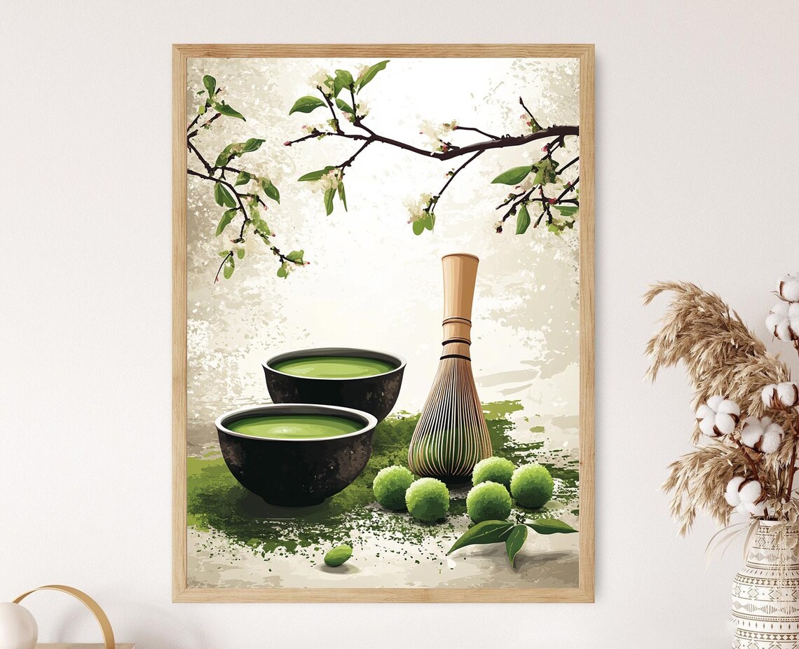 Matcha Whisk and Sweets, Zen Japanese Art Print