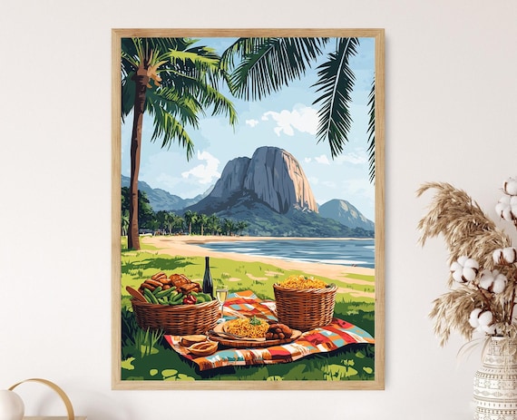 Aso Rock Abuja Picnic Poster with Lakeside Palms Beach Scene