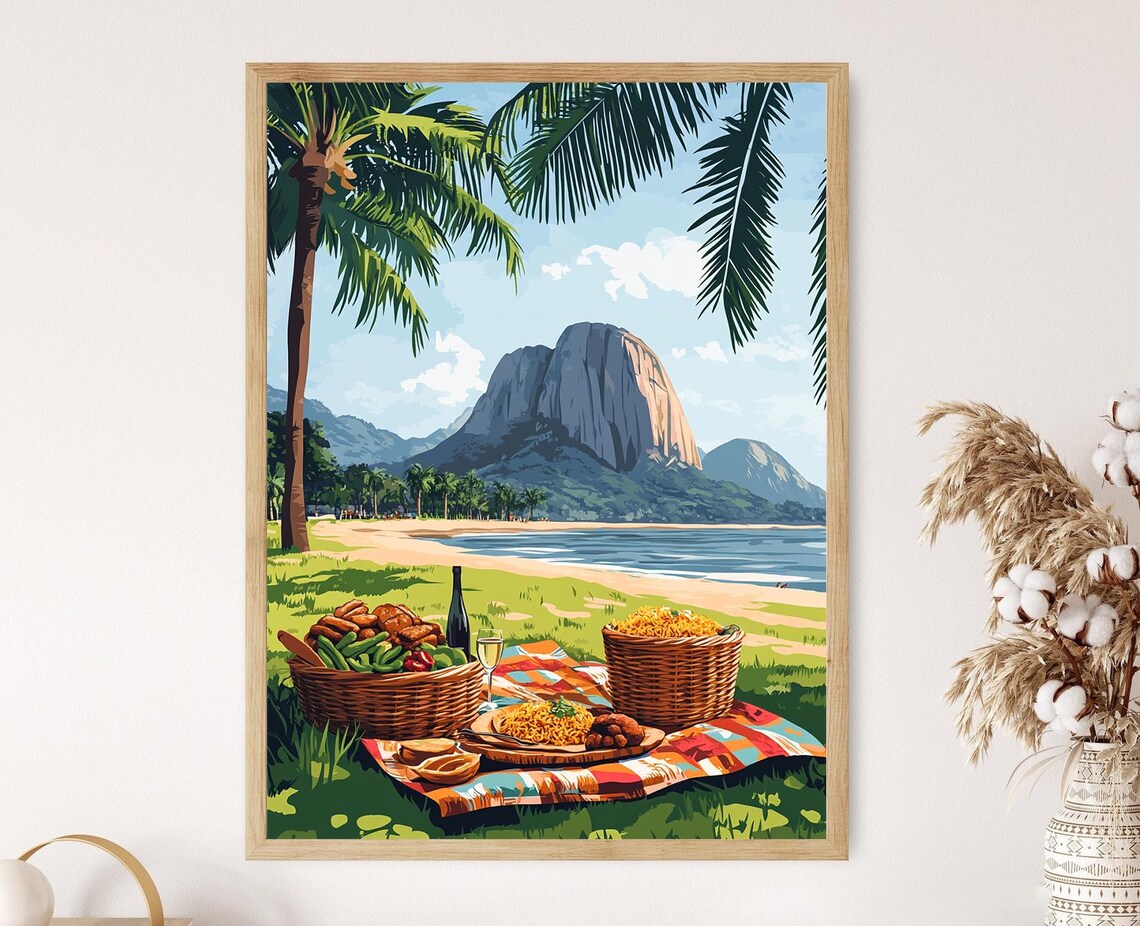 Aso Rock Abuja Picnic Poster with Lakeside Palms Beach Scene