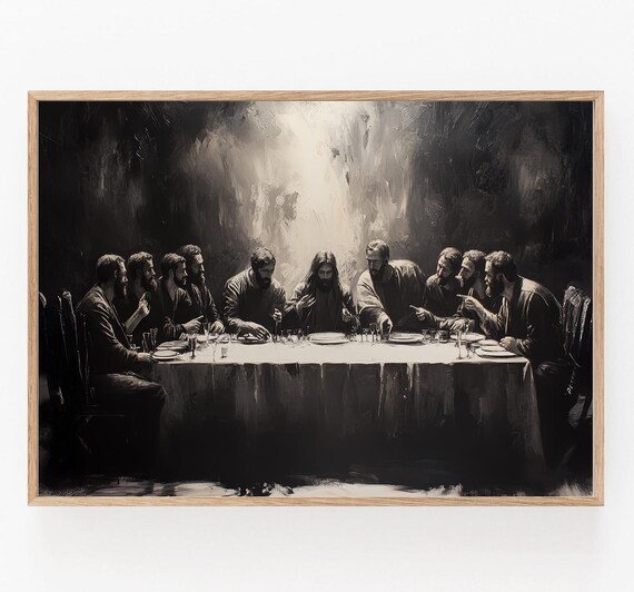 Dramatic Monochrome Modern Interpretation of the Last Supper Poster