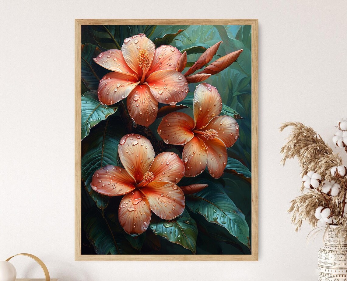Delicate Plumeria Flower Art Print, Nature-Inspired Botanical