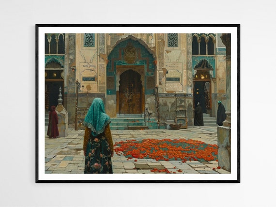 Museum Quality Osman Hamdi Bey Piece Turkish Artist Inspired Artwork Opulent Foyer Display Esteemed Anniversary Gift