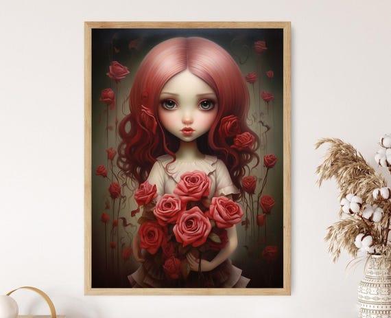 Flower Girl Elegant Floral Art Print, Housewarming