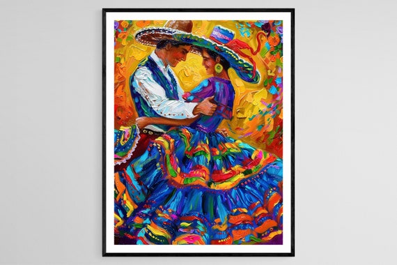 Mexican Folk Dance Art Print Vibrant Traditional Dance Wall Dcor Perfect Cultural Home Accent Unique Art Gift
