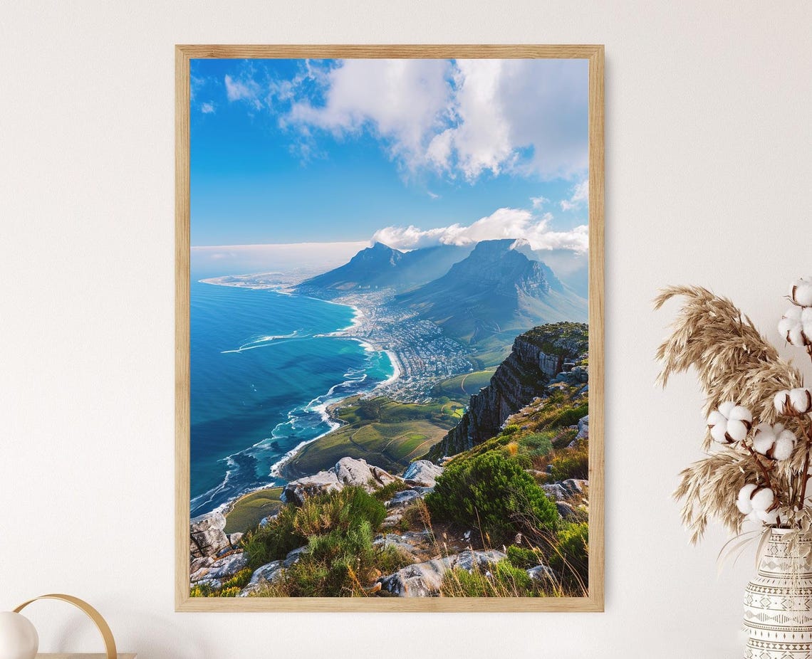 Cape Town From Table Mountain Art Print Stunning Landscape And Coastline