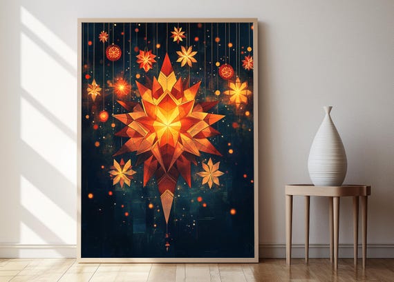 Modern Filipino Parol Art Print Geometric Christmas Decor Poster