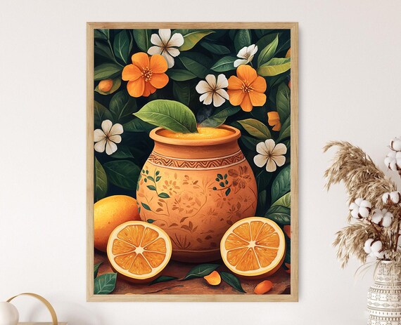 Bael Sherbet Art Print Clay Pot With Tribal Art Motifs