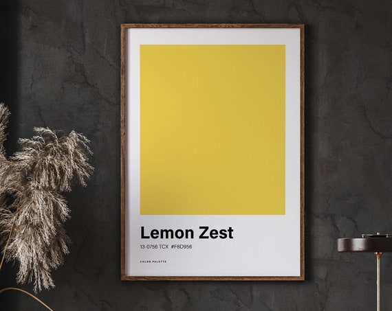 Lemon Zest Color Poster Print Great Scheme Minimalistic Design Trending Colour Instant