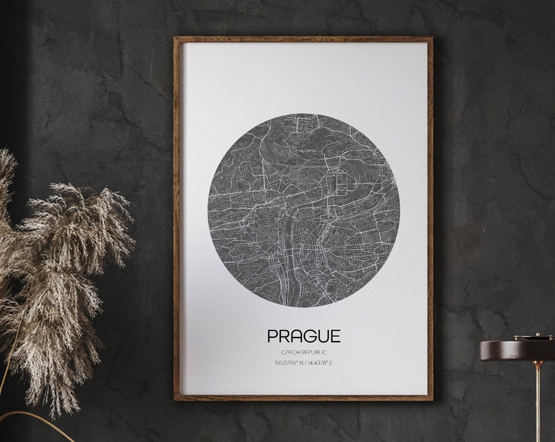 Prague Map, Modern City Art Print