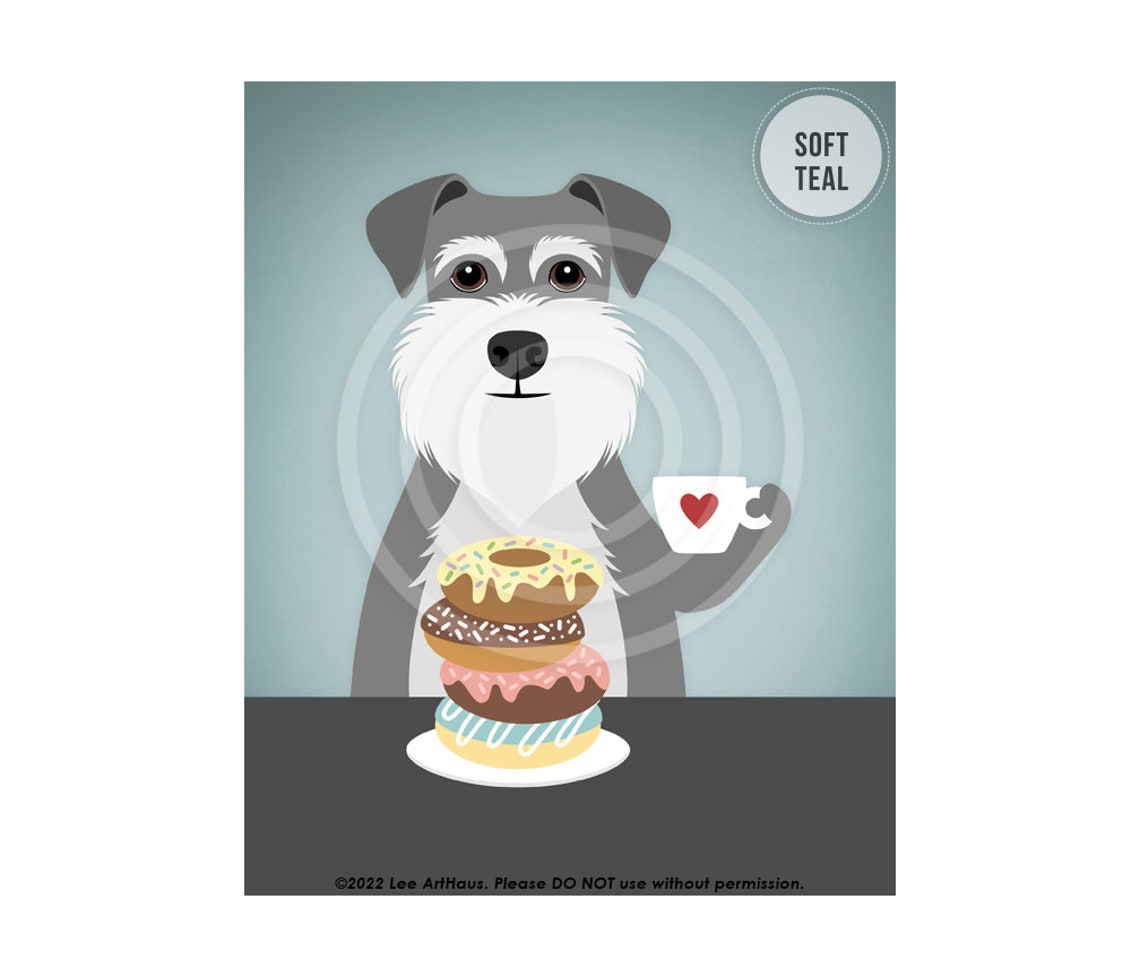 Schnauzer Dog Donut Stack Coffee Cup Funny Kitchen Wall Art Poster - Image 4
