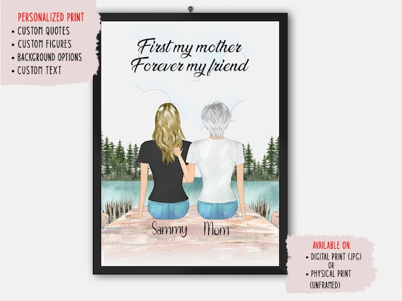 Mother's Day Personalized Art Print, Mother Daughter Gift
