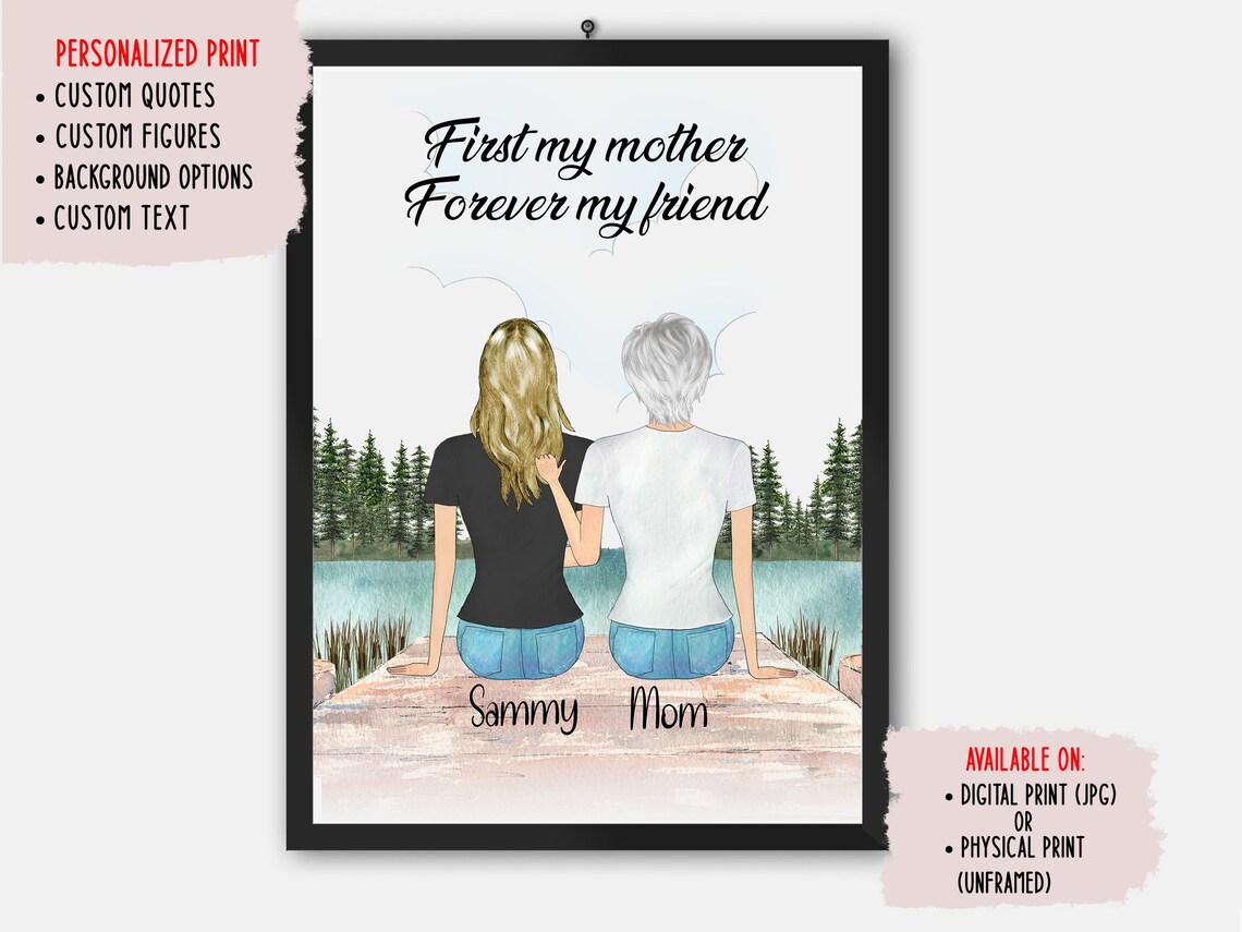Mother's Day Personalized Art Print, Mother Daughter Gift