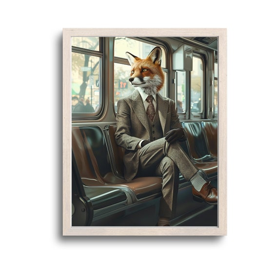 Fox In Ny Subway Print Wall Art Gifts Photo Maximalist Eclectic Whimsical Animals