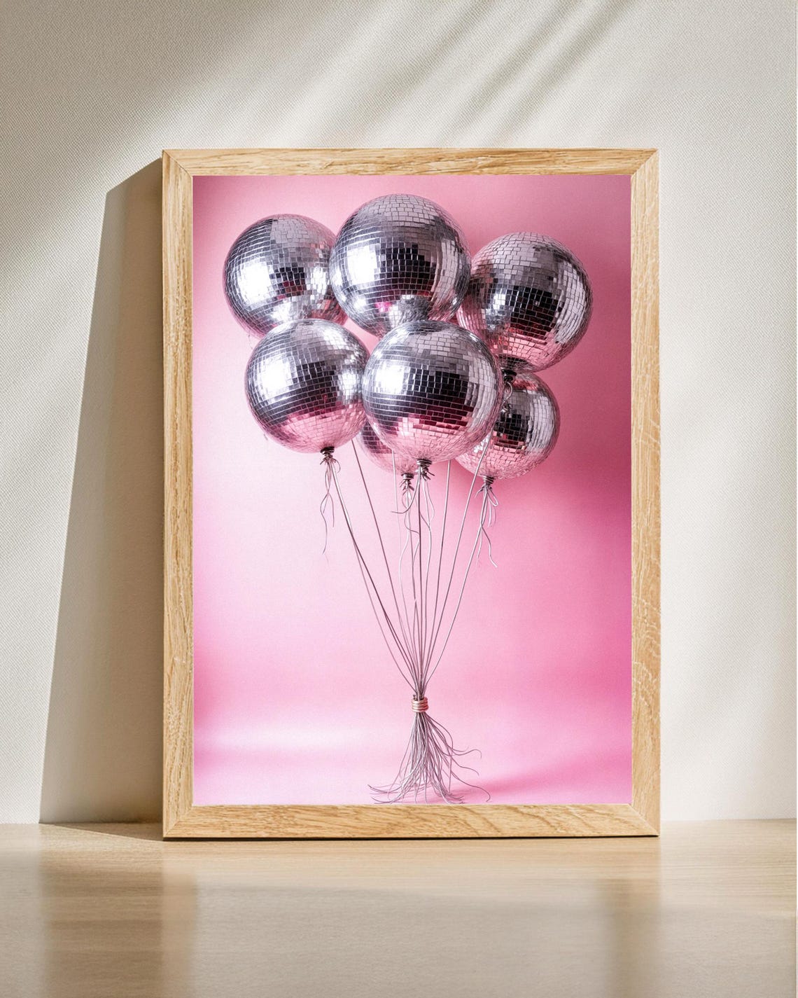 Disco Ball Balloons Pink Party Celebration Retro Glam Poster