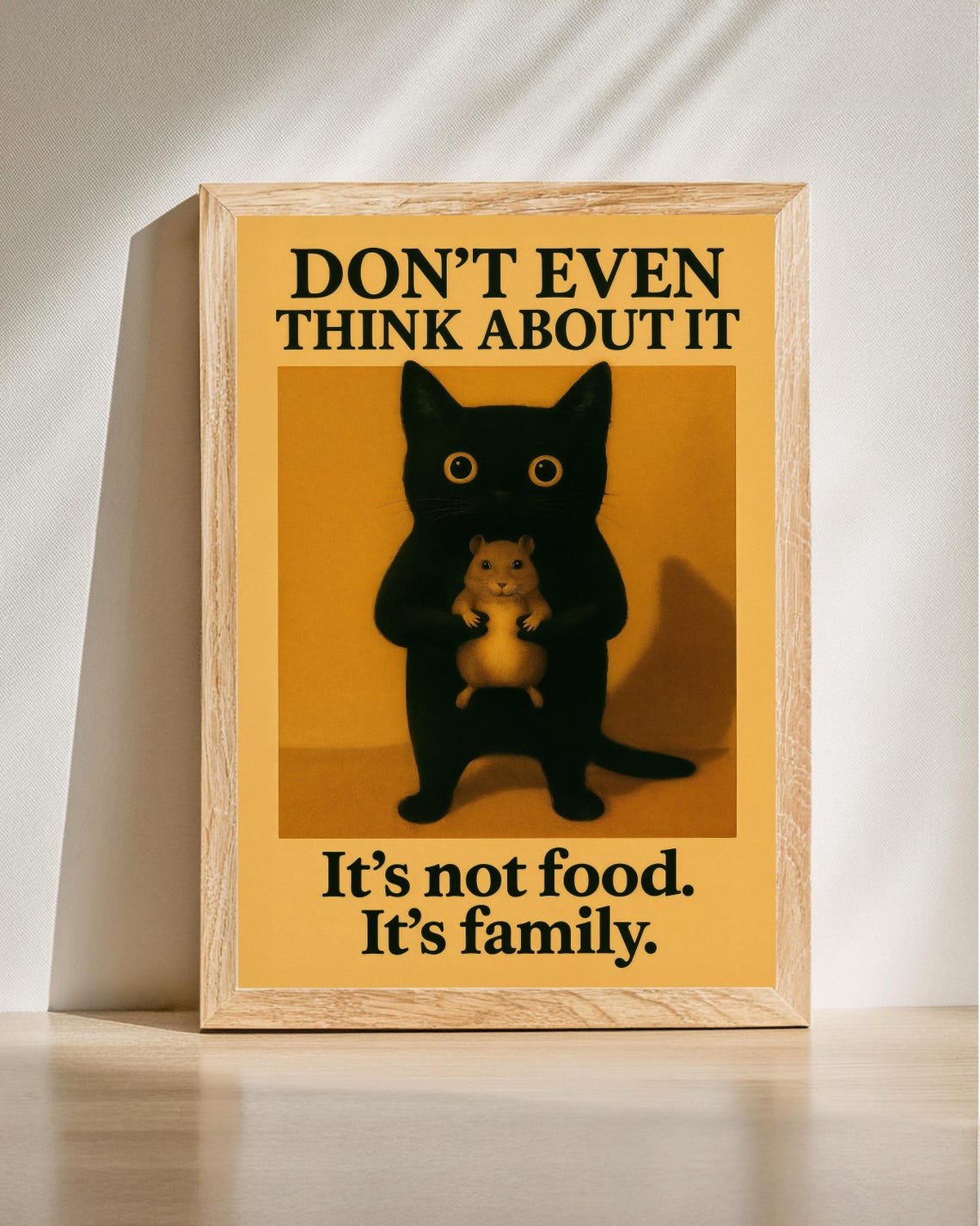Dont Even Think About It Funny Black Cat Hamster Quote Poster