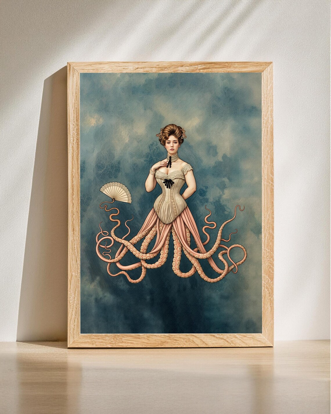 Vintage Octopus Lady Portrait, Victorian Style Art Print