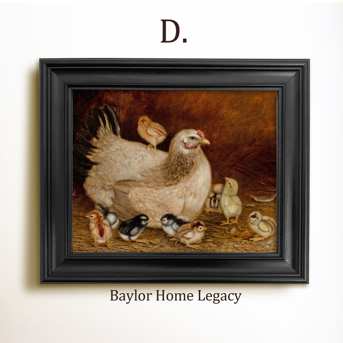 Chickens And Chicks Farmhouse Oil Painting Art Print - Image 2