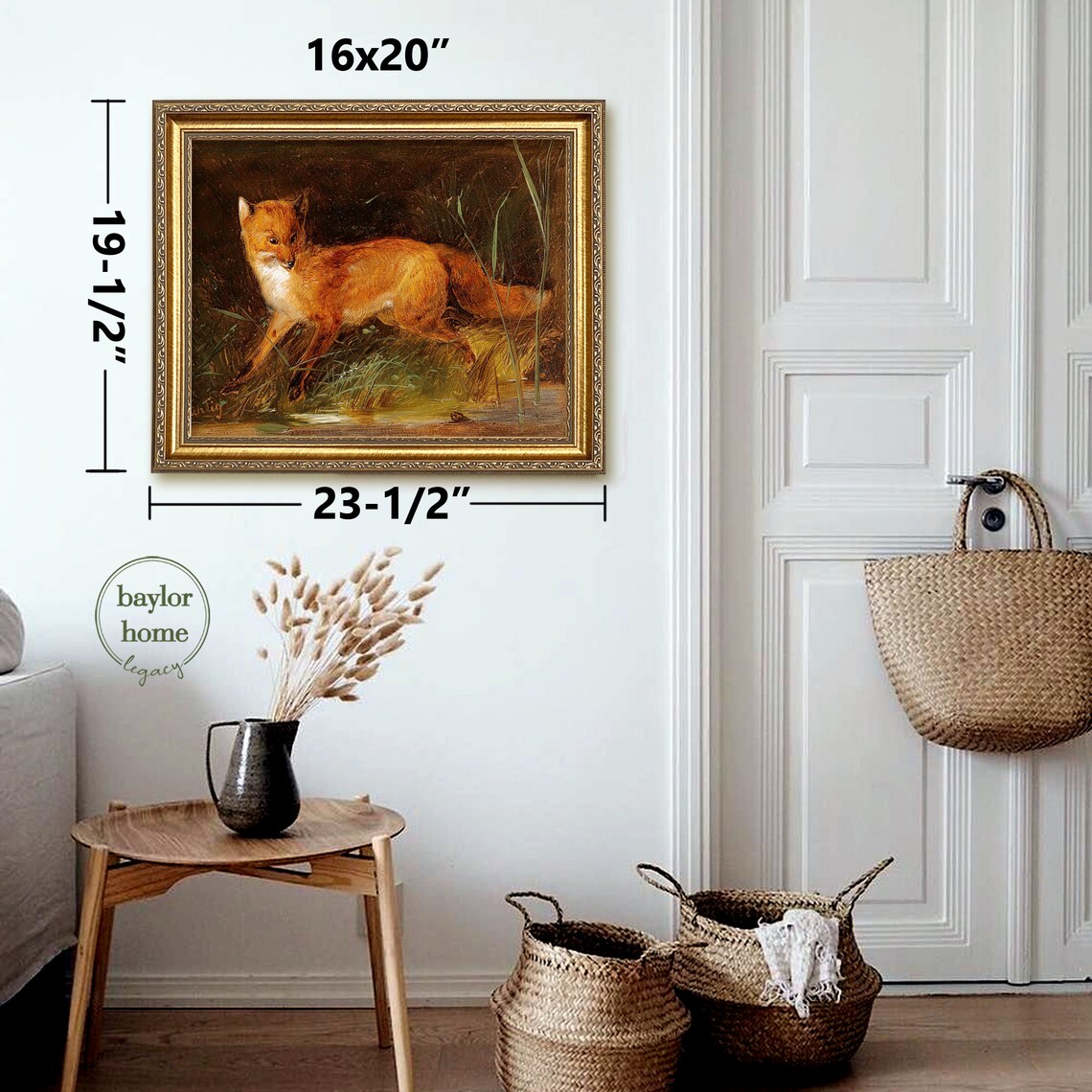 Red Fox Standing By Water At Night Vintage Woodland Fox Wildlife Poster - Image 2