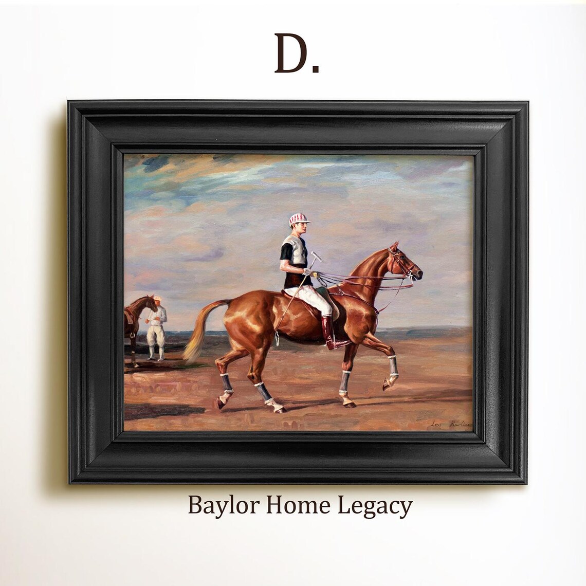 Polo Player Oil Painting Fine Art Poster Print - Image 2