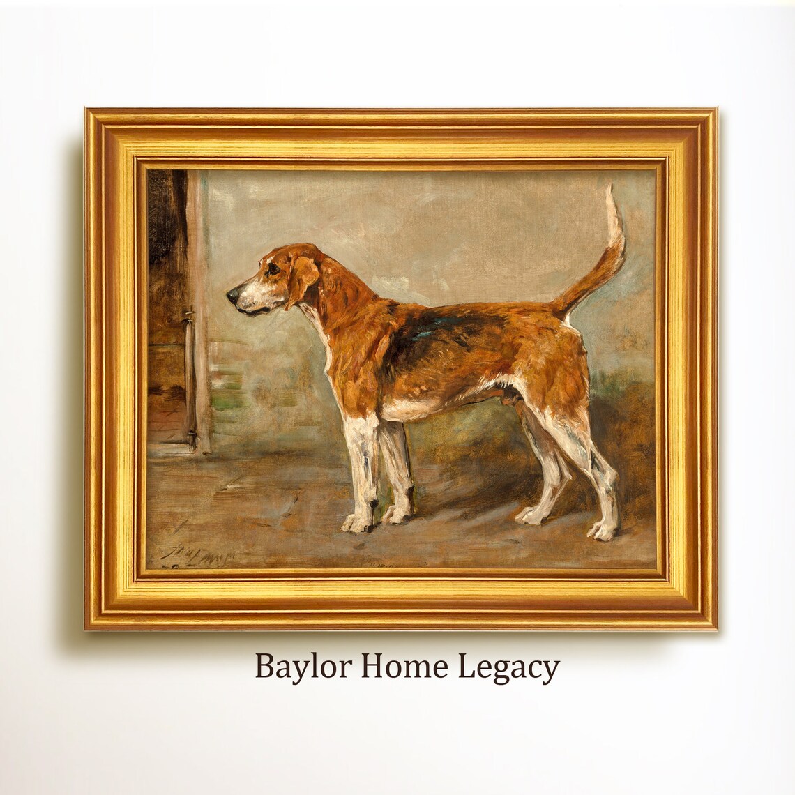 Fox Hound Oil Painting Print, British Dog Decor