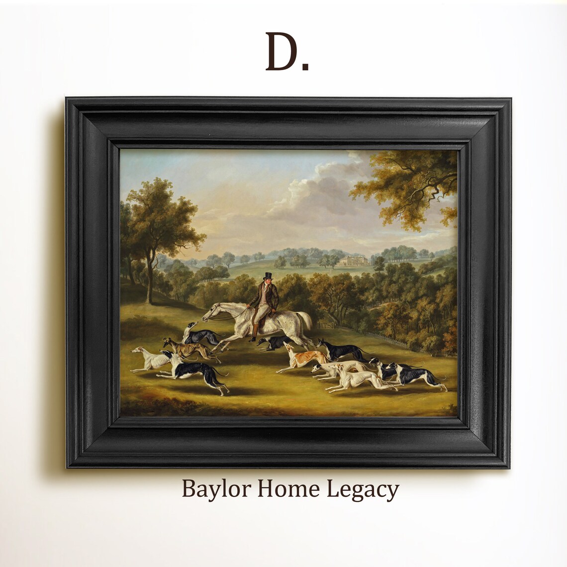 English Countryside Horse Rider and Greyhounds, Art Print - Image 2
