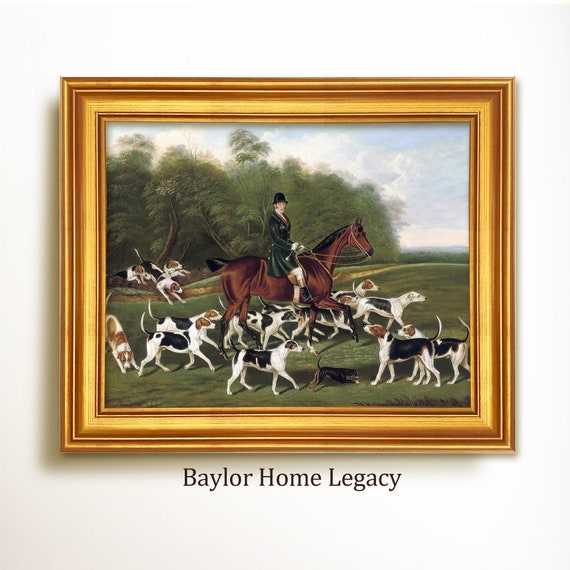 Fox Hunting Scene with Foxhounds, Equestrian Art Print