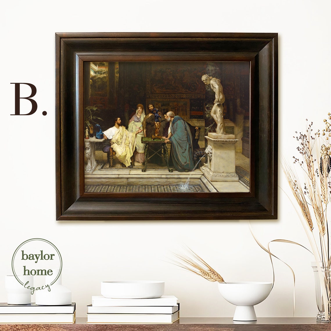 Roman Villa Interior Marble Statue Fountain Old Masters Painting Print - Image 3