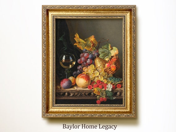 Vintage Still Life of Fruit With Wine Glass Art Print