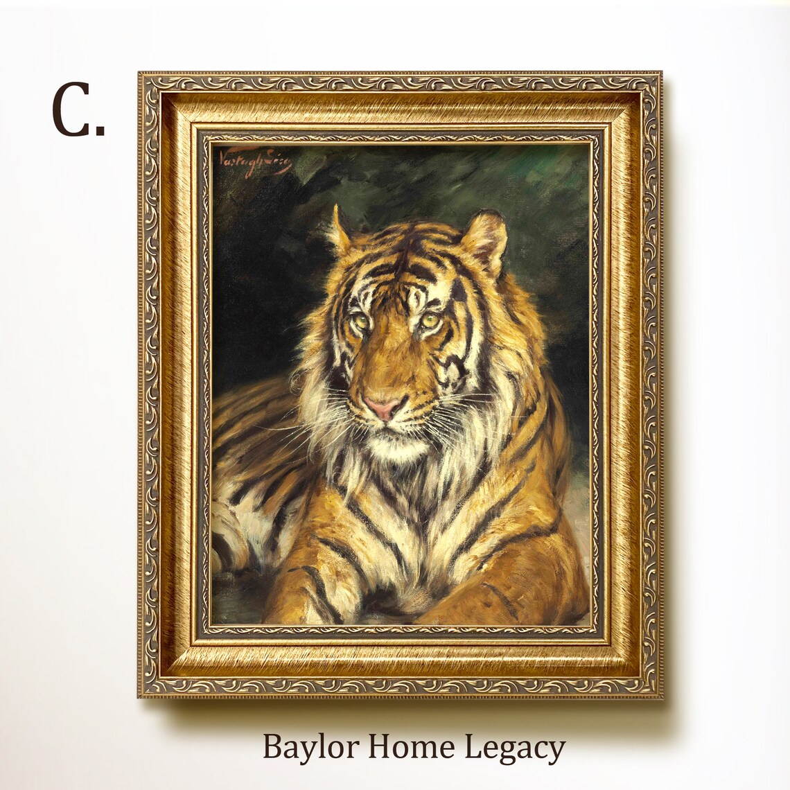 Tiger Oil-Painting-Style Vintage Poster Print - Image 3